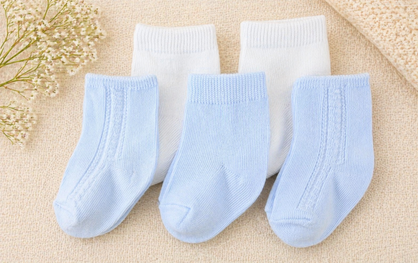 Baby Socks 5-Pack | Cotton-Rich Socks in Blue & White