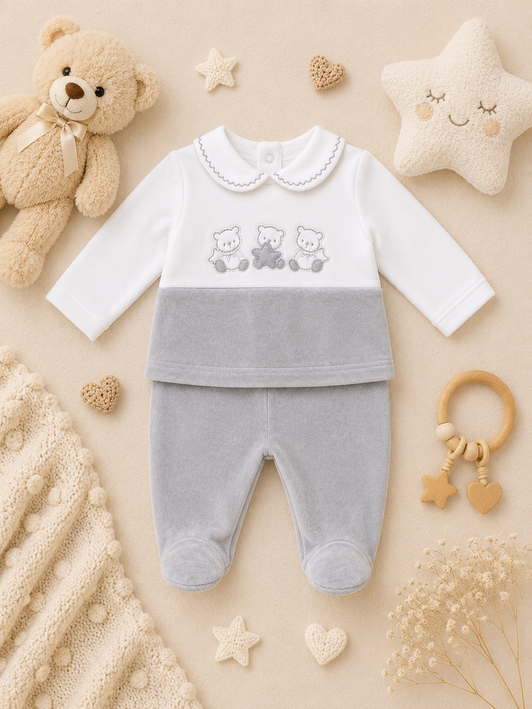 Emiliano Velour 2-Piece Set | Baby Boy