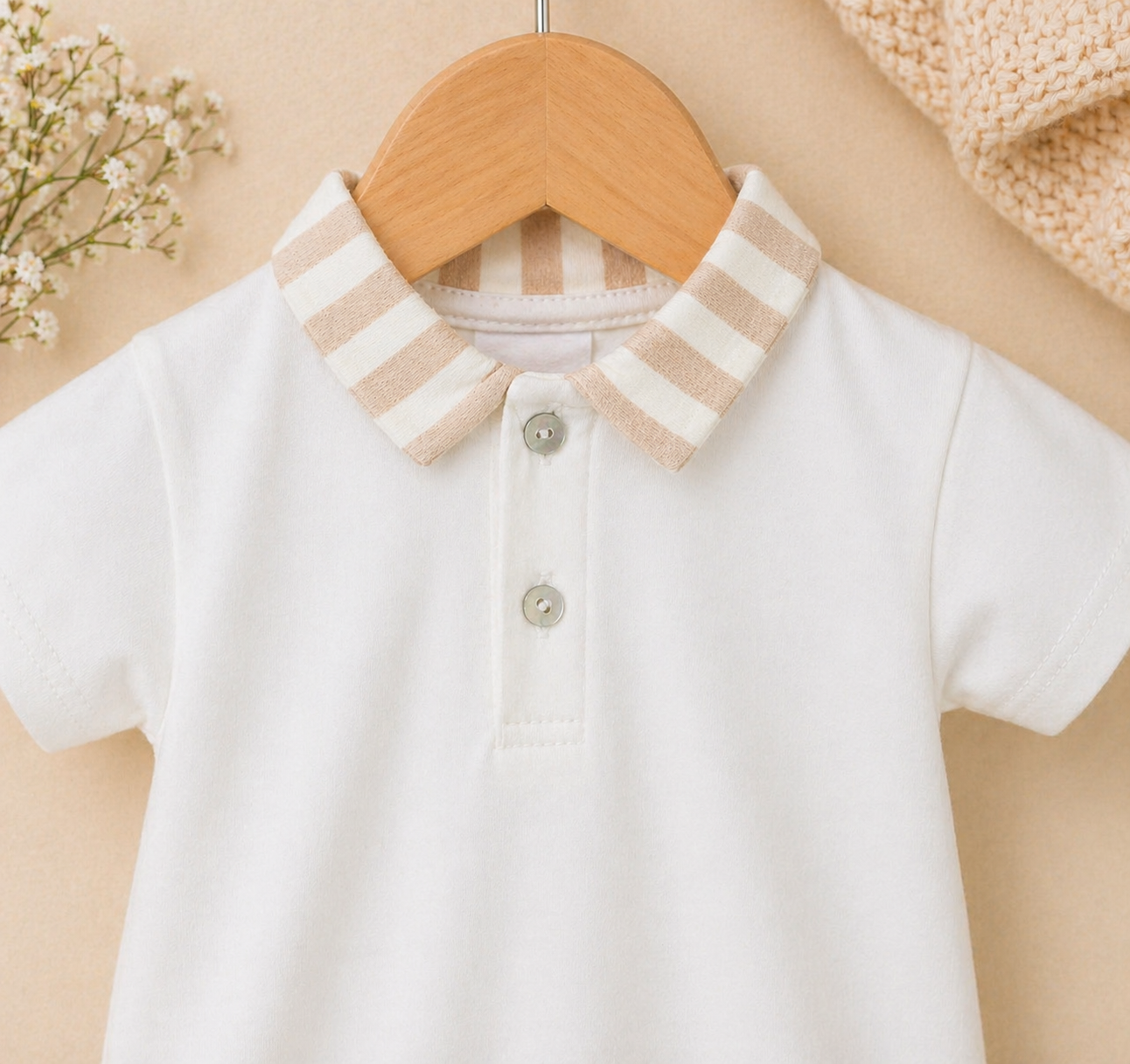 Sergio Romper | Baby Boy Cotton Polo Romper