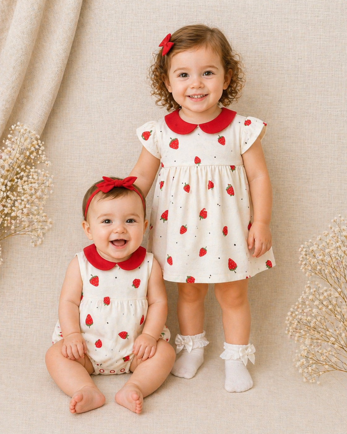 Strawberry Romper Suit | Baby Girl Cotton Romper
