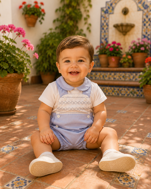 Evander Smocked Dungaree Romper Set | Toddler/Baby Boy Dungaree Set