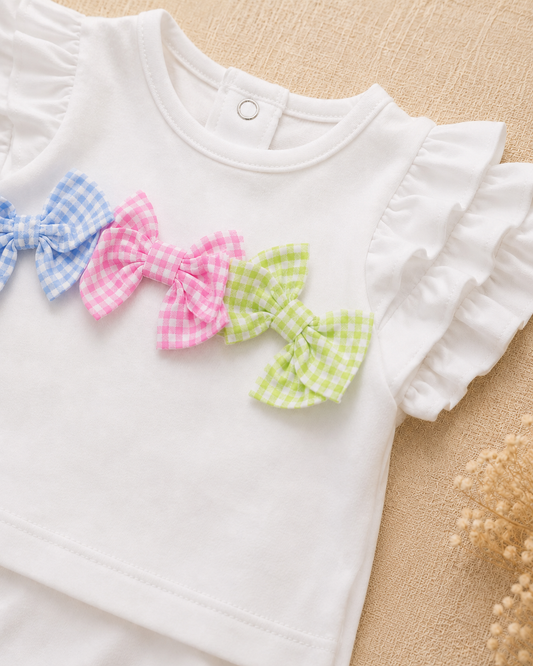 Daisy Gingham Bow Top & Shorts Set | Girls' Summer Set