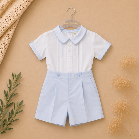 Joseph Embroidered Cotton Buster Suit | Pretty Originals Summer Edit