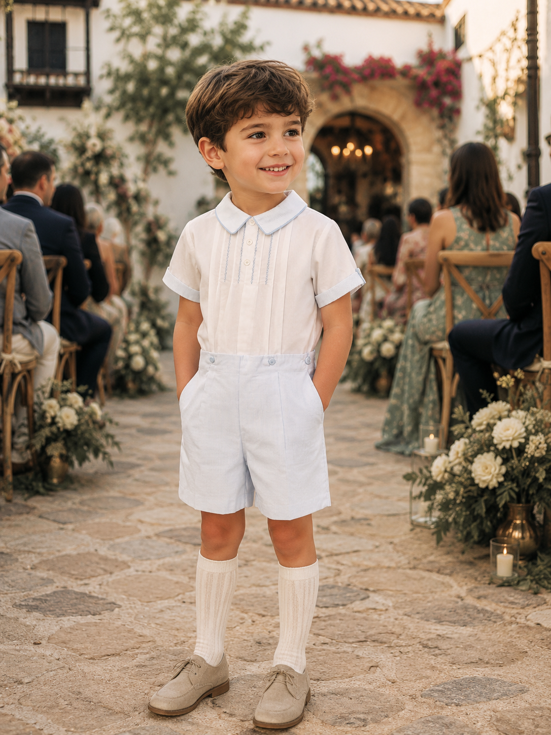 Joseph Embroidered Cotton Buster Suit | Pretty Originals Summer Edit