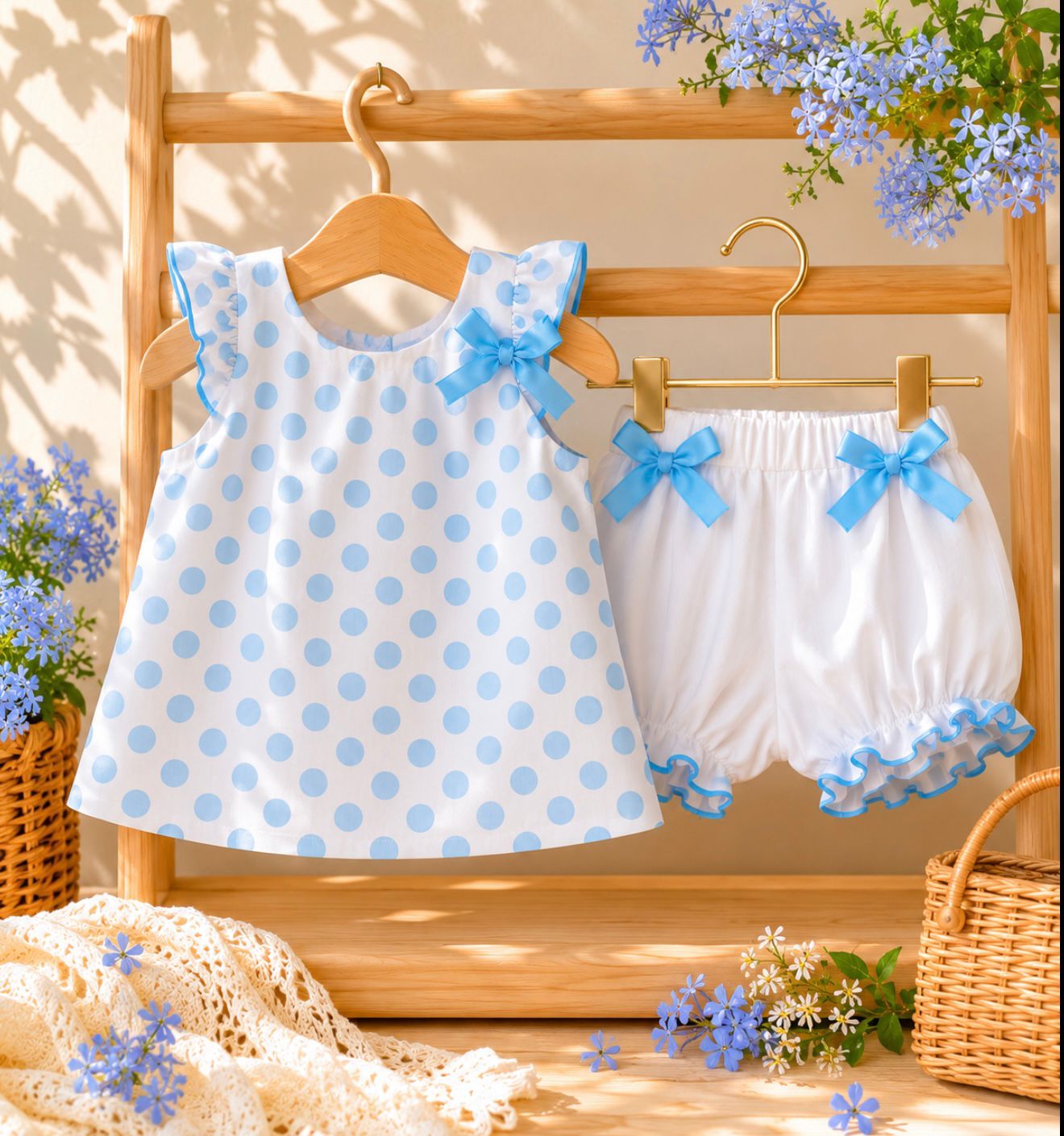 Mollié Girls Spotty Top & Bloomer Set