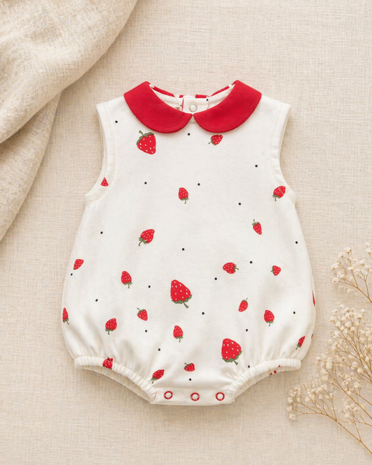 Strawberry Romper Suit | Baby Girl Cotton Romper