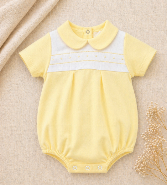 Spring Lemon Romper | Baby Cotton All-in-One | Unisex