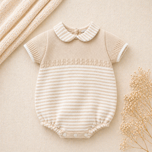 Marshall Romper | Baby Boy Knitted Striped Romper