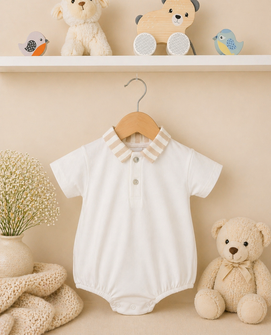 Sergio Romper | Baby Boy Cotton Polo Romper