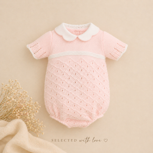 Avery Romper | Baby Girl Cotton Knit Romper