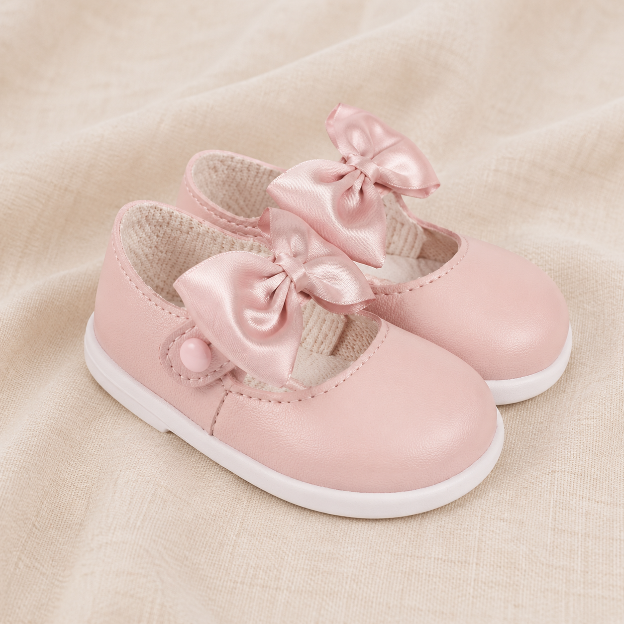 Baypods Baby Girl First Walker Shoes | Hard Sole with Satin Bow