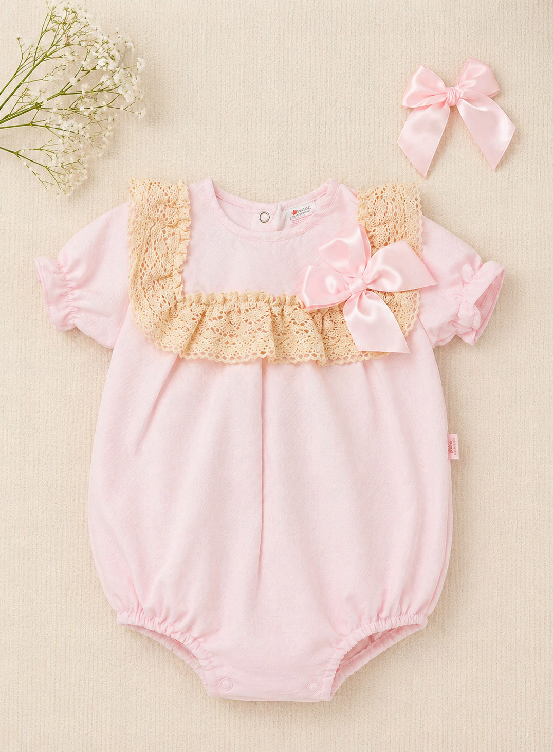 Catalina Romper & Hair Clip Set | Baby Girl Cotton Romper