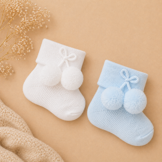 Pompom Ankle Socks with Turnover Cuff | Baby