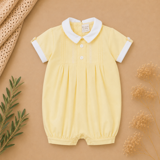 Kai Yellow Cotton Pin Tuck Romper | Pretty Originals Summer Edit