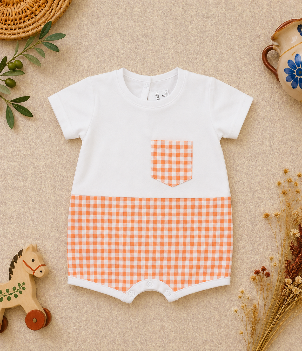 Andy Gingham Romper | Baby Boy Romper