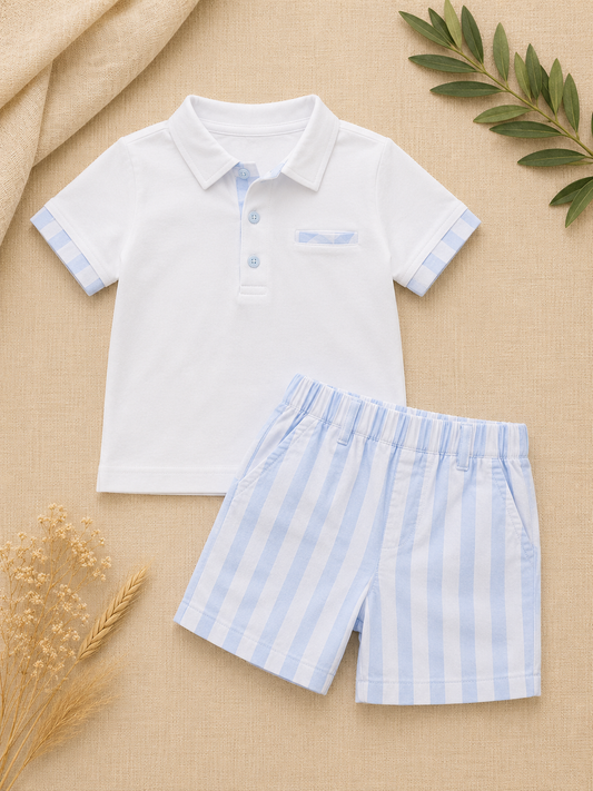 Ethan Striped Polo Shirt & Shorts Set | Boys' Summer Set