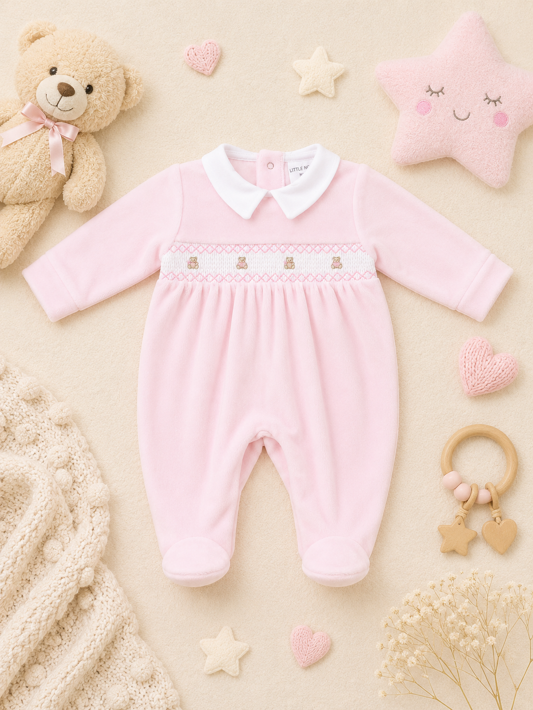Martina Smocked Babygrow | Baby Girl Sleepsuit