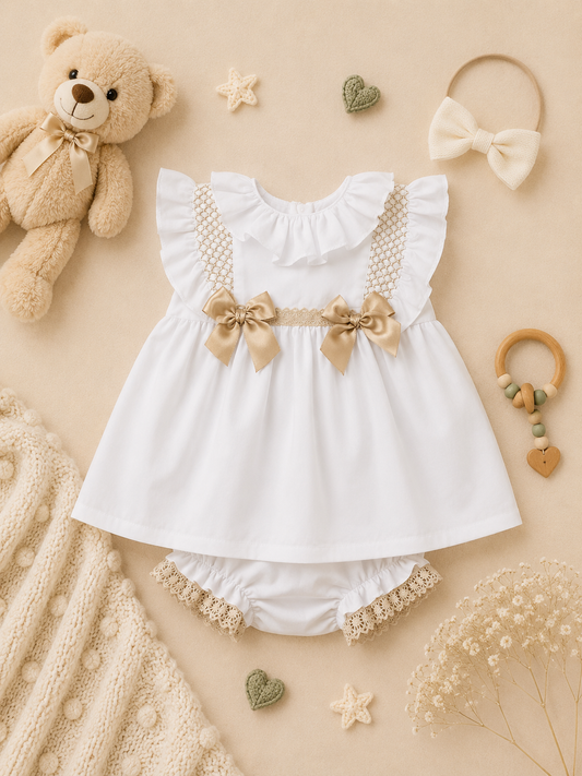 Mauve Smocked Dress with Bloomers | Toddler & Girls