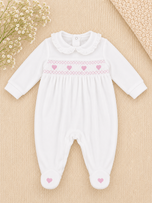 Zara Smocked Heart Babygrow | Baby Girl
