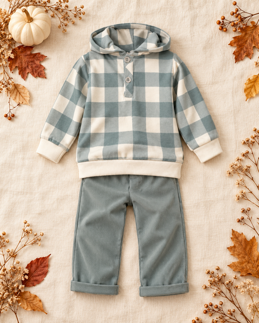 Nixon Boys' Sage Check Hoodie & Trouser Set | Autumn/Winter Edit