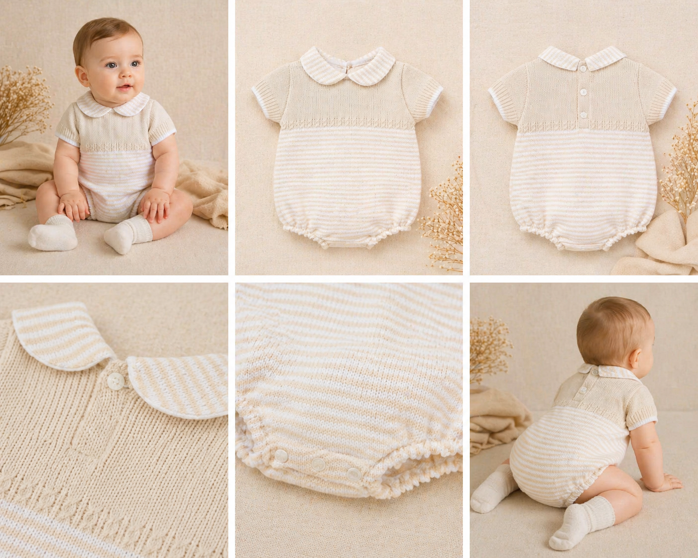 Marshall Romper | Baby Boy Knitted Striped Romper