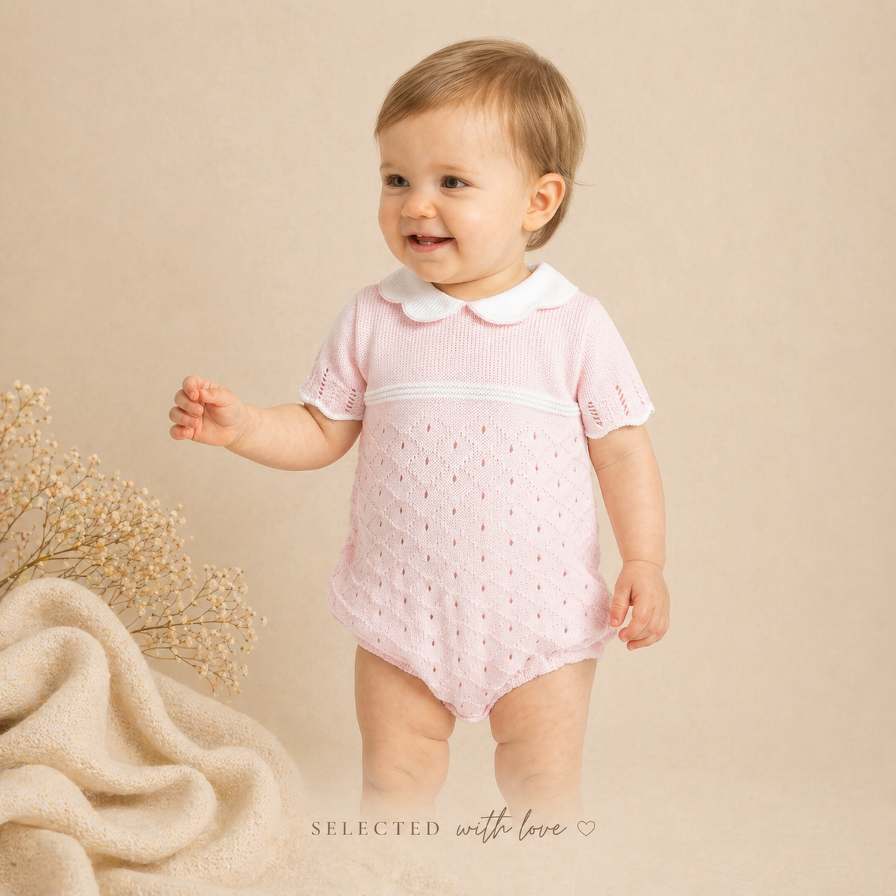 Avery Romper | Baby Girl Cotton Knit Romper