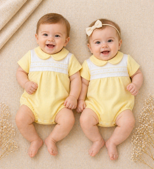 Spring Lemon Romper | Baby Cotton All-in-One | Unisex
