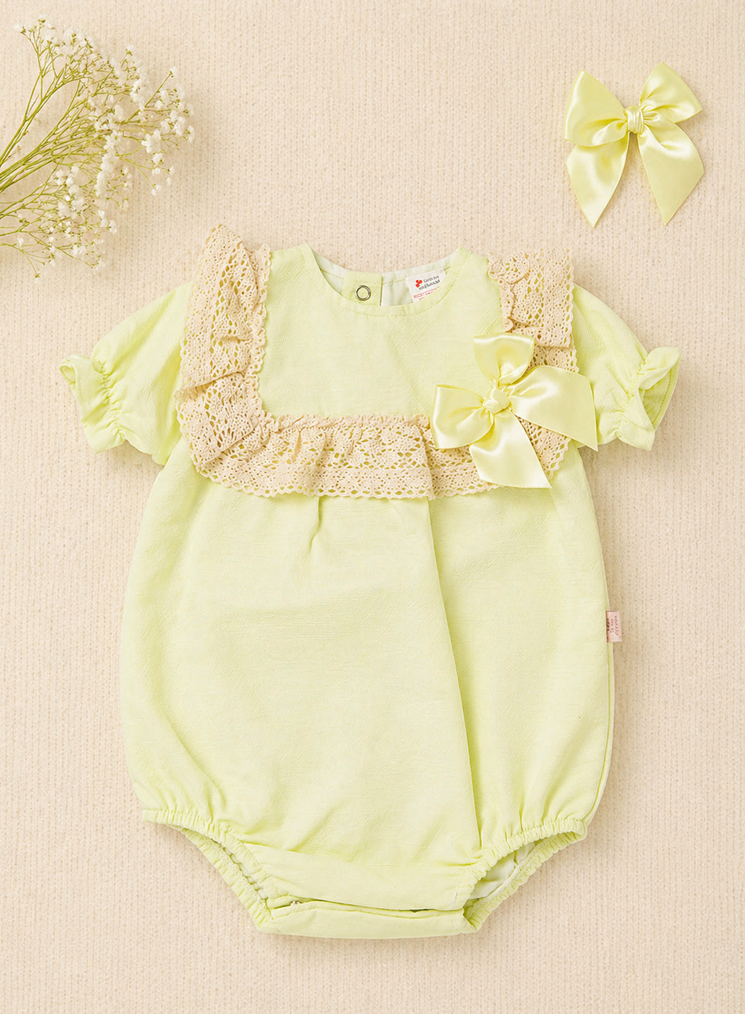 Catalina Romper & Hair Clip Set | Baby Girl Cotton Romper