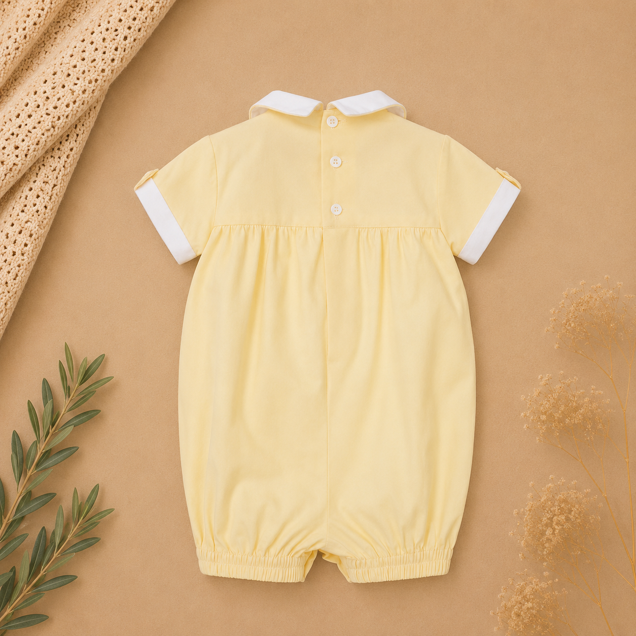 Kai Yellow Cotton Pin Tuck Romper | Pretty Originals Summer Edit