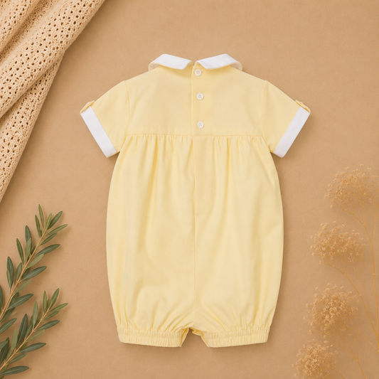 Kai Yellow Cotton Pin Tuck Romper | Pretty Originals Summer Edit