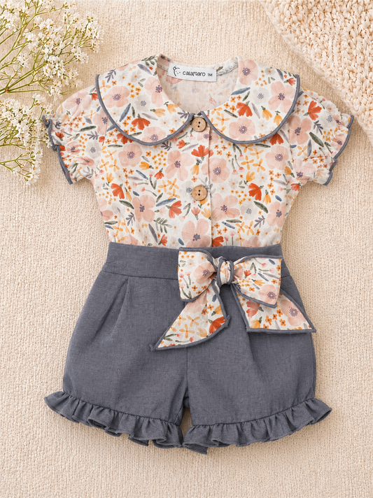 Hailey Floral Blouse & Short Set | Girls' Summer Set