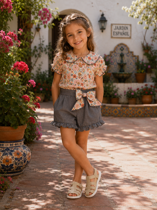 Hailey Floral Blouse & Short Set | Girls' Summer Set