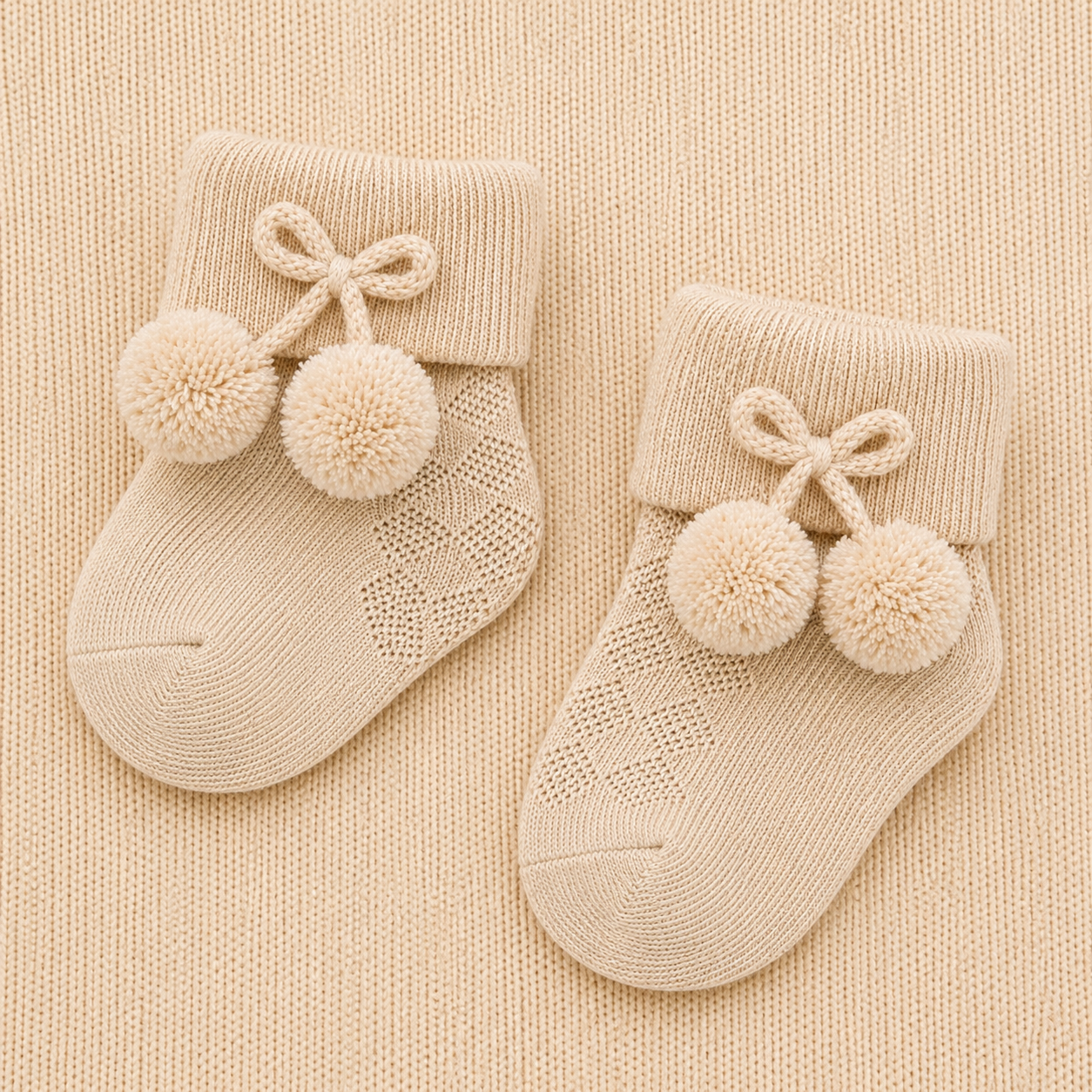 Pompom Ankle Socks with Turnover Cuff | Baby