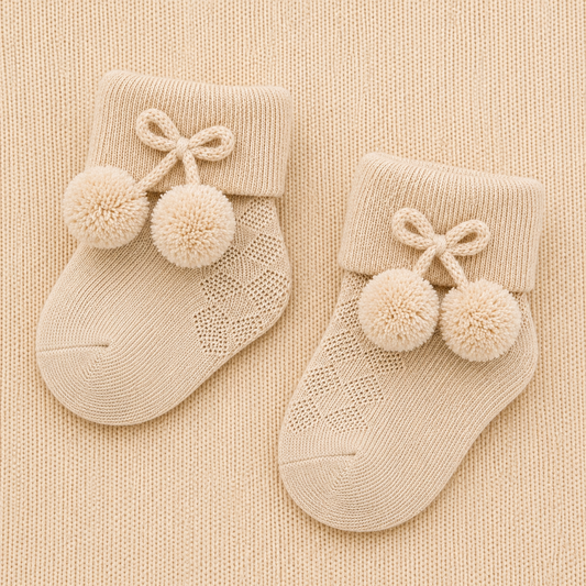 Pompom Ankle Socks with Turnover Cuff | Baby