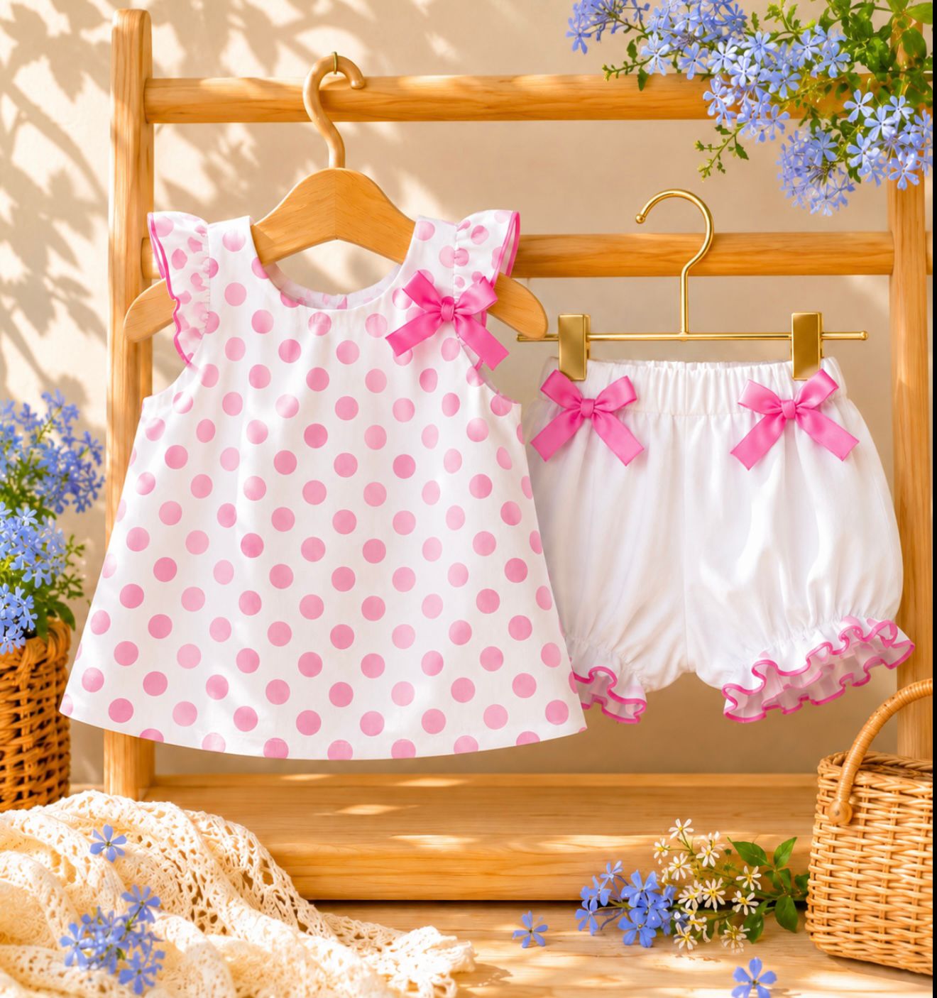 Mollié Girls Spotty Top & Bloomer Set