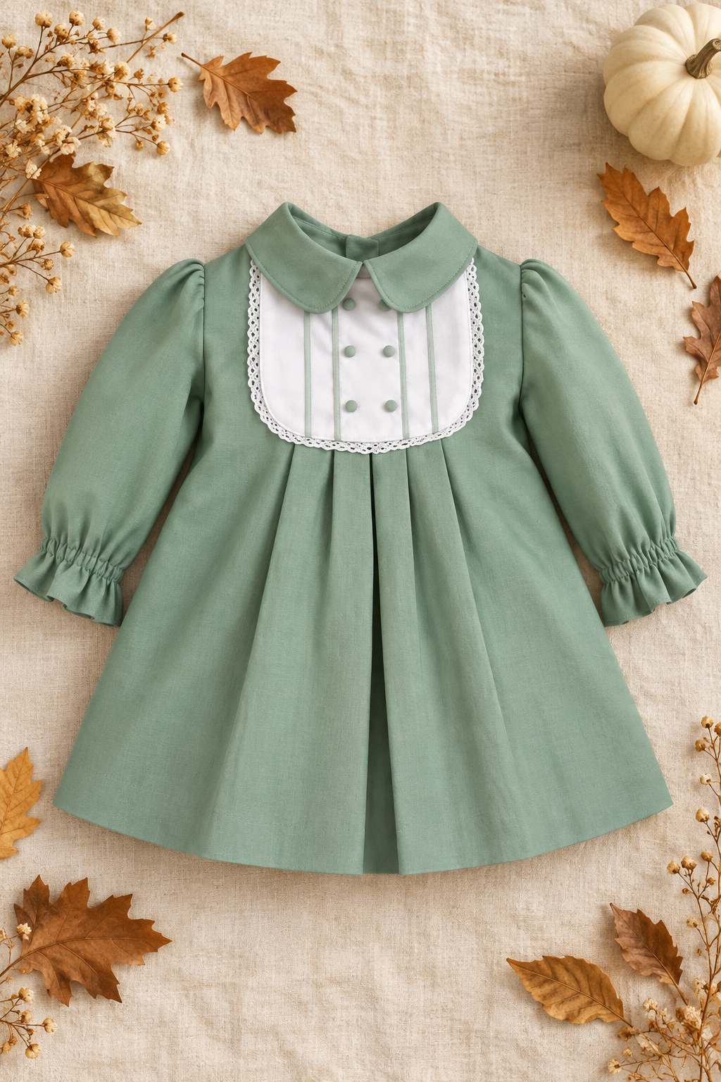 Sassy Girls' Sage Green Dress & Knickers Set | Autumn/Winter Edit