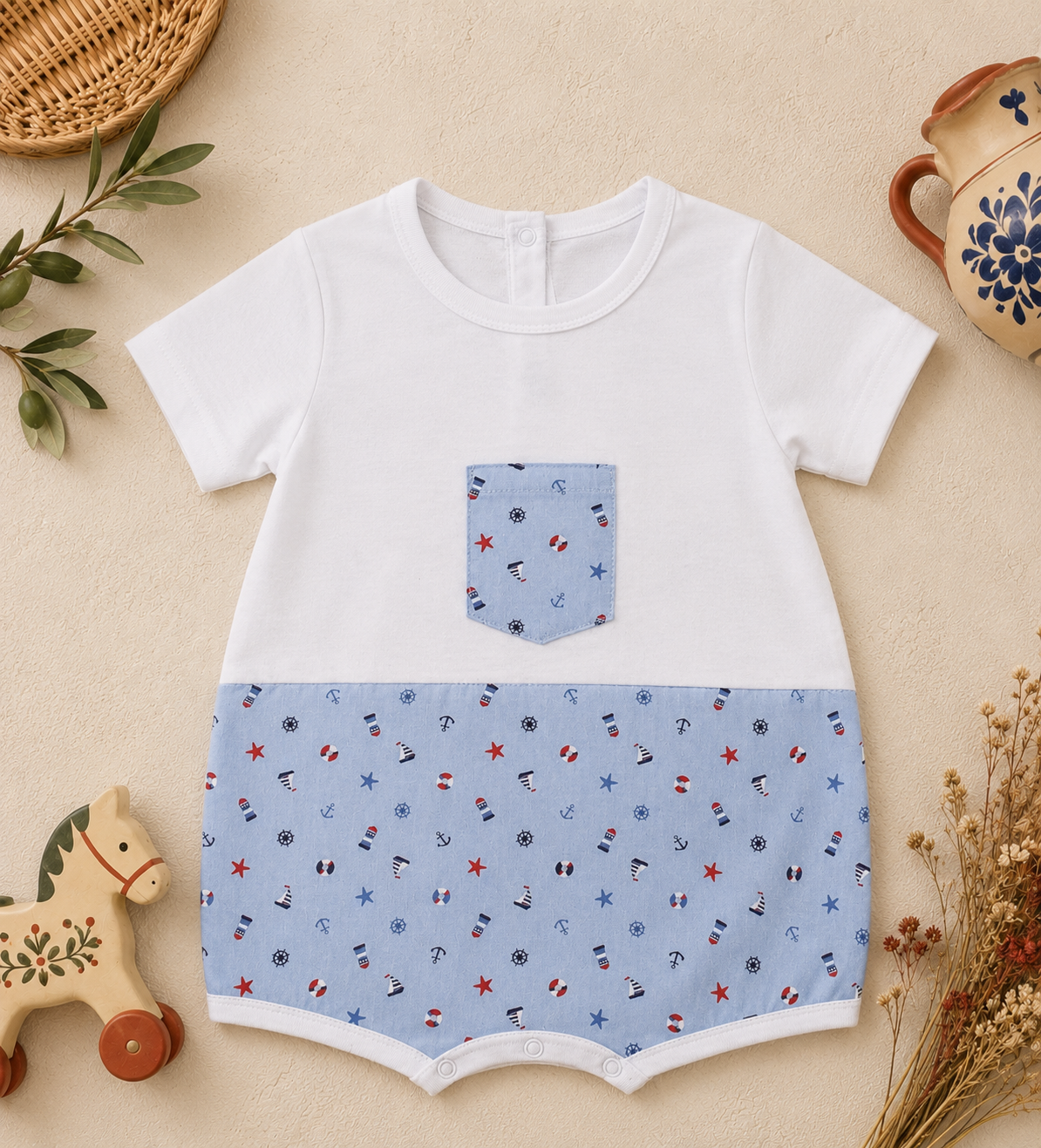 Caspian Nautical Romper | Baby Boy & Toddler Romper